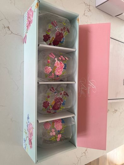Rosa Belle stemless wine glasses