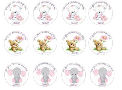 Christening personalised edible cupcake toppers