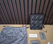Balenciaga Nylon Allover Logo Small Explorer Crossbody Pouch