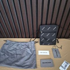Balenciaga Nylon Allover Logo Small Explorer Crossbody Pouch