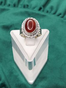 Vintage Antique Sterling Silver 925 Oval Carnelian Ring, Size 20/21, 7.75g