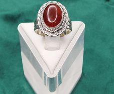 Vintage Antique Sterling Silver 925 Oval Carnelian Ring, Size 20/21, 7.75g
