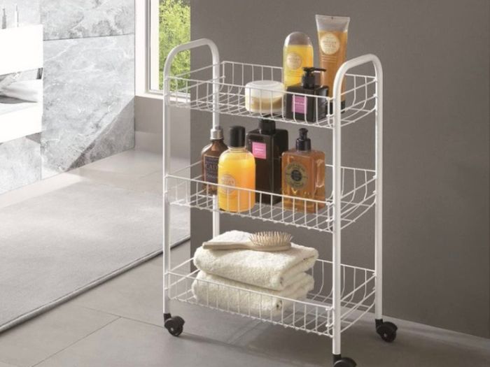 Service Trolley Siena with 3 Stages, Metal, White, 23 x 41 x 63 cm (FREE POSTAGE)