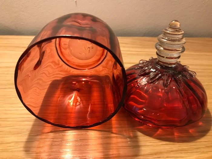 Antique Victorian Hand Blown Cranberry Glass Jar