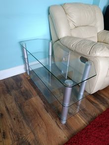 Glass TV Stand with 3 Shelves