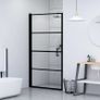 Shower Door Tempered Glass 100x178 cm Black Image 2