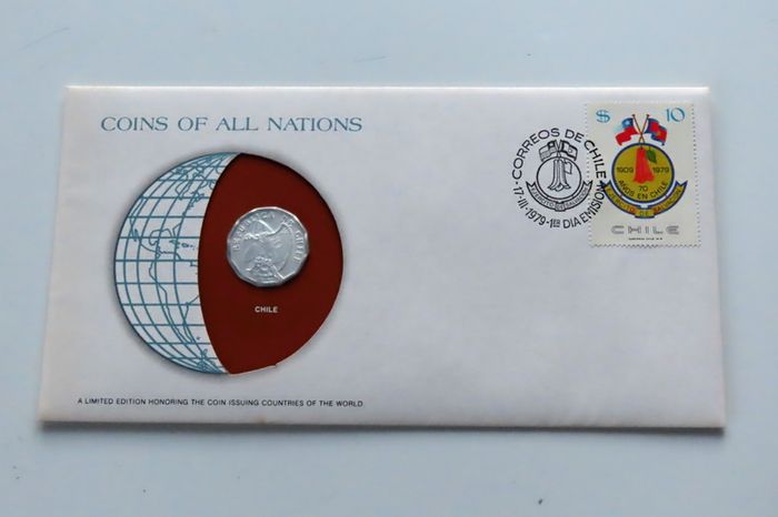 Chile 1979 Vintage Coin Stamp cover BUNC