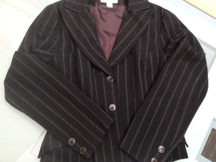 Vintage John Rocha Couture Designer Skirt Suit Dark Brown Size 10