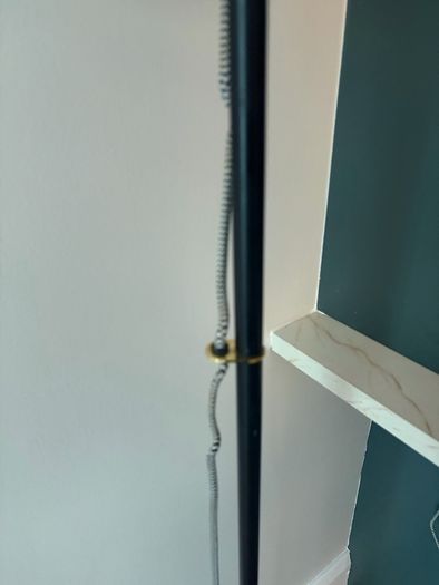 Made.com Modern Floor Lamp. Black & Brass with Frosted Glass Globe