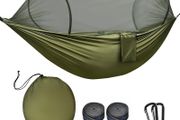 NEW SALE | Camping Hammock with Mosquito Net 114 x 54 inch Lightweight Portable Double Hammock with Straps 440 LBS Load Capacity Pop-up Nylon Hammock for Travel Outdoor Hiking Backpacking Picnic
