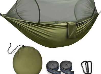 NEW SALE | Camping Hammock with Mosquito Net 114 x 54 inch Lightweight Portable Double Hammock with Straps 440 LBS Load Capacity Pop-up Nylon Hammock for Travel Outdoor Hiking Backpacking Picnic
