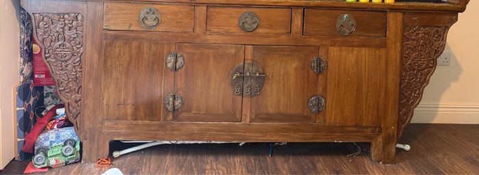 Antique Carved Hardwood Chinese Altar Console Table Sideboard Buffet Credenza