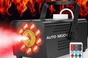 15 Colors 9 RGB LED Lights Smoke Machine with Wireless Remote Control, Fansteck 500W Automotive Portable Haze Machine Continuous Spray 2500 CFM Huge Fog, Ideal for Halloween Stage Parties (FREE POSTAGE)