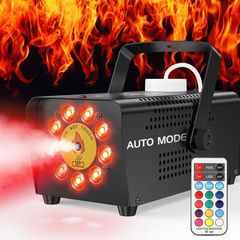 15 Colors 9 RGB LED Lights Smoke Machine with Wireless Remote Control, Fansteck 500W Automotive Portable Haze Machine Continuous Spray 2500 CFM Huge Fog, Ideal for Halloween Stage Parties (FREE POSTAGE)