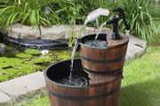 Wooden Water Pump Fountain, 2 Tier-Fir Wood/Steel