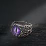 Punk style purple dragon eye silver ring Image 3