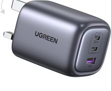UGREEN USB C Charger, MacBook Charger Nexode 65W Foldable Fast GaN Charger 3-Port USB C Plug Support PPS/PD3.0 Compatible with MacBook Pro/Air, iPhone 17 Pro/Air/17/16/15, iPad, Galaxy S24/S23, etc