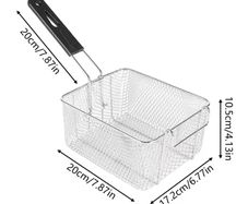 Stainless Steel Fryer Frying Basket Rectangle Wire Mesh Strainer with Long Handle Frying Cooking Tool Kitchen Cooking Tool for 6L fryer
