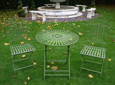 Two Seater Table and Chairs Antique Green D1705