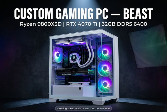 Gaming custom PC 9800x3d 32gb 6400 1tb 4070ti