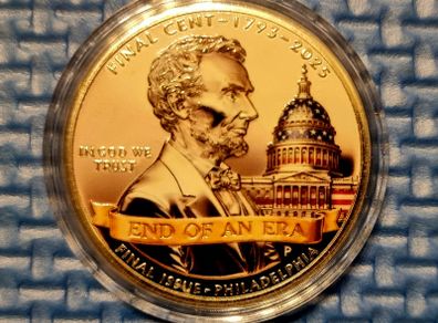 The Last U.S. One Cent Commemorative Coin - 2025, new.