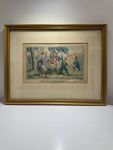 Georgian Satirical Etching, (Wetting an Irish Commission) Jones & Co., London, circa.1820
