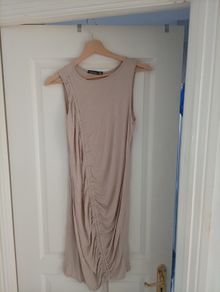 Racer Neck Ruched Mini Dress