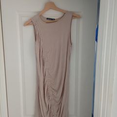 Racer Neck Ruched Mini Dress