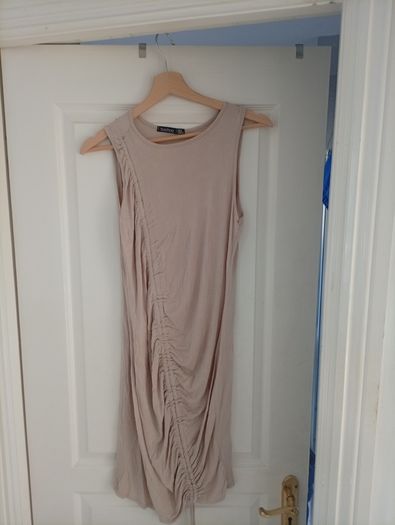 Racer Neck Ruched Mini Dress