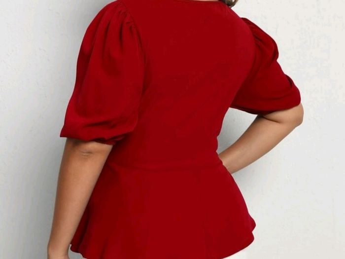 SHEIN Red Puff Sleeve Belted Blouse. Size 16. New