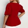 SHEIN Red Puff Sleeve Belted Blouse. Size 16. New Image 2