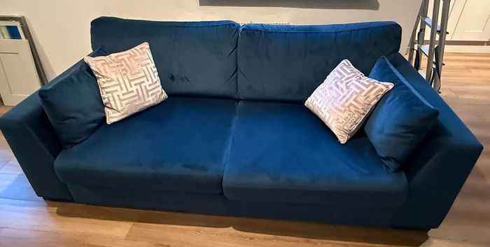 DFS Navy Plush Sofa