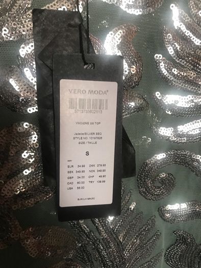Vero Moda Occasion Silver Sequin Top size 10 New with tags