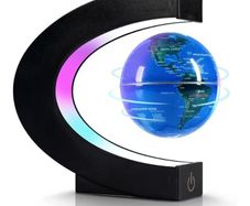 Magnetic Levitation Floating Globe, Levitating C Shape with LED Lights Touch Control for Educational Home Office Decor, Anniversary Creative Gift 3.3 Inches Globe