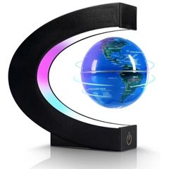 Magnetic Levitation Floating Globe, Levitating C Shape with LED Lights Touch Control for Educational Home Office Decor, Anniversary Creative Gift 3.3 Inches Globe