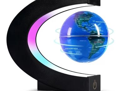 Magnetic Levitation Floating Globe, Levitating C Shape with LED Lights Touch Control for Educational Home Office Decor, Anniversary Creative Gift 3.3 Inches Globe