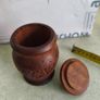 Vintage Jar with a lid / wood urn || hand carved floral ornaments || Hand made / cylinder shape Image 3