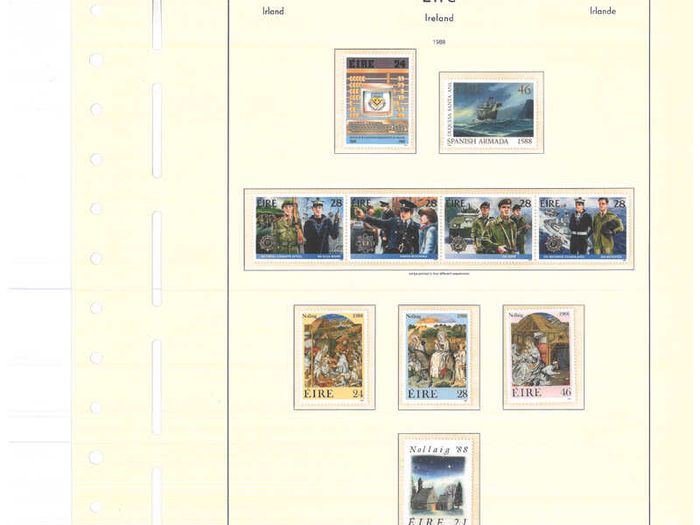 Collection. ireland 1985-1991 commemorative and definitive stamps on Lighthouse (Leuchtturm) pages 57-80 Mint Never Hinged (MNH). I note all commemorative stamps and definitive stamps including Irish Heritage & Treasures set.