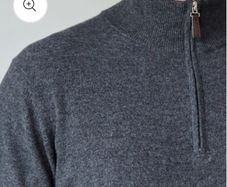 Emerald Style 100% Lambswool Grey 1/4 Zip Sweater Men's Size  L XL