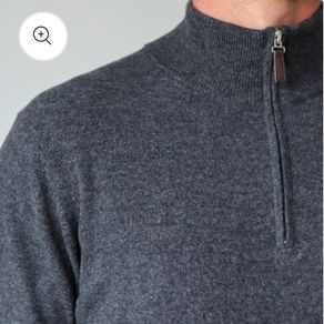 Emerald Style 100% Lambswool Grey 1/4 Zip Sweater Men's Size  L XL