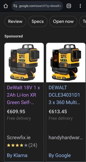 DeWalt DCLE34031 18v 3Way 360 degrees Green Laser. BARE UNIT
