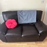 Comfortable brown leather two-sit sofa. Image 2
