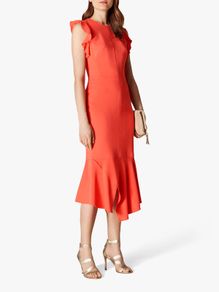 Karen Millen Frilly Dress SIZE 10 Coral