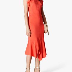 Karen Millen Frilly Dress SIZE 10 Coral