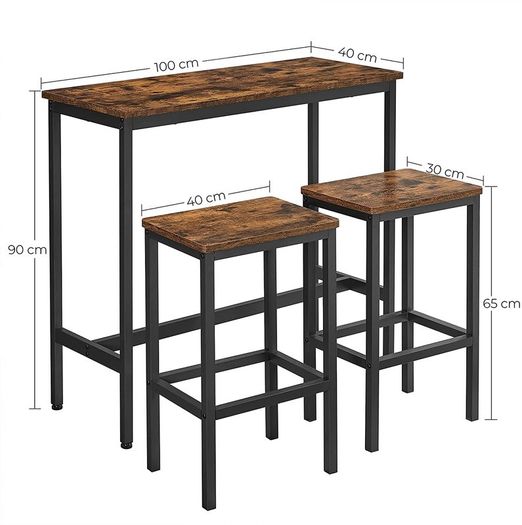 Bar Table with 2 Bar Stools (100 x 40 x 90 cm) - Free Delivery Nationwide