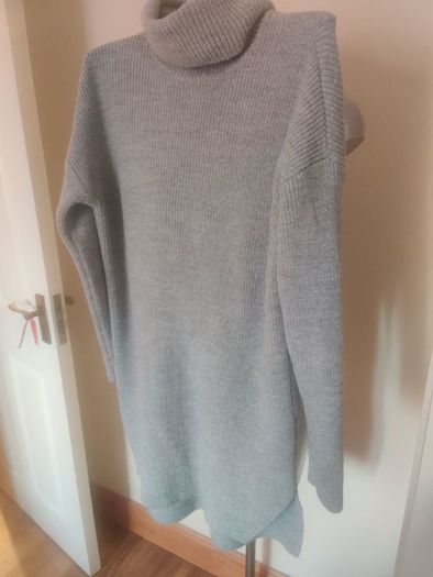 River Island Grey Knitted Cowl Neck Jumper Dress Size Uk12/14 Eu40/42 Postage Included