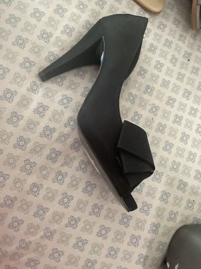 Black satin high heels