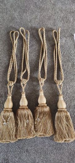 4 Extra Large Heavy Luxury Beaded Gold Curtain Tassel Tiebacks