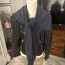 100% Suede Fringed Scarf in Petrol Blue Image 5