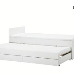 SlakT Bed frame with underbed and storage white